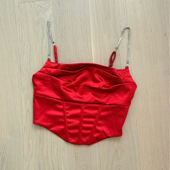 12th Tribe Tops - 12th tribe red satin crop top